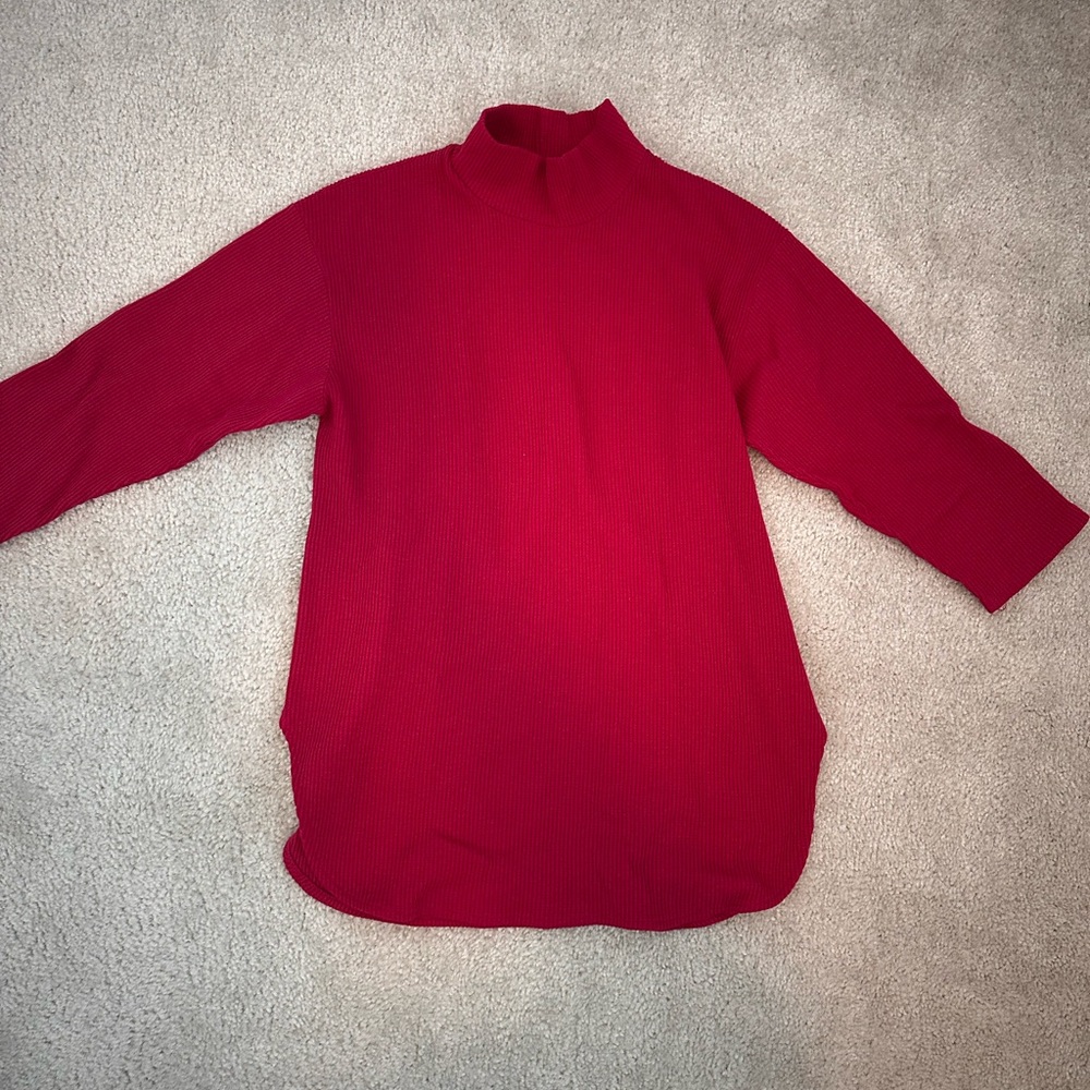 Vintage Improved Living Raspberry Henley Shirt 3/4 Sleeves Size M